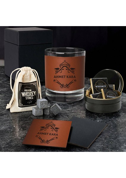 Kişiye Özel Havalı Bordeaux Viski Seti