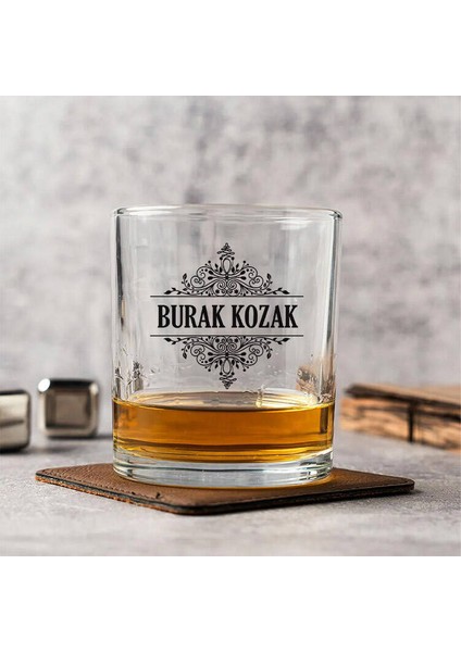 Kişiye Özel El Yapımı Desen Işlemeli Şeffaf Viski Bardağı