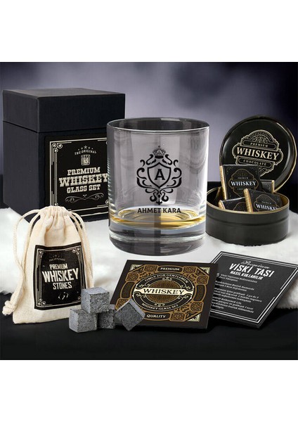 Orijinal Kutuda Kişiye Özel Bradford Viski Kadehi Seti