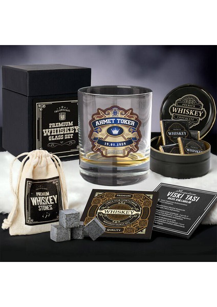 Özel Kutuda Kişiye Özel Glasgow Viski Bardağı Seti