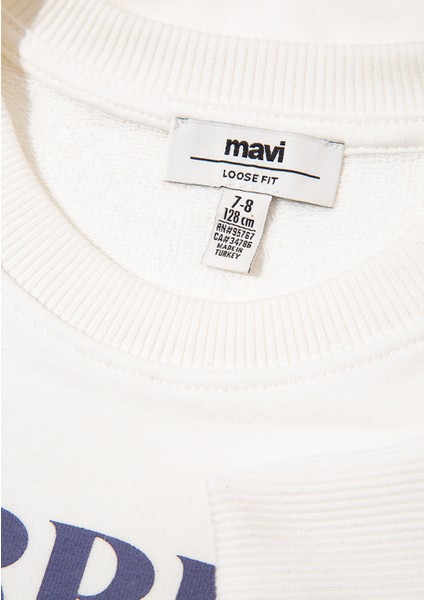Baskılı Beyaz Sweatshirt 7S10055-70057 indirimleri