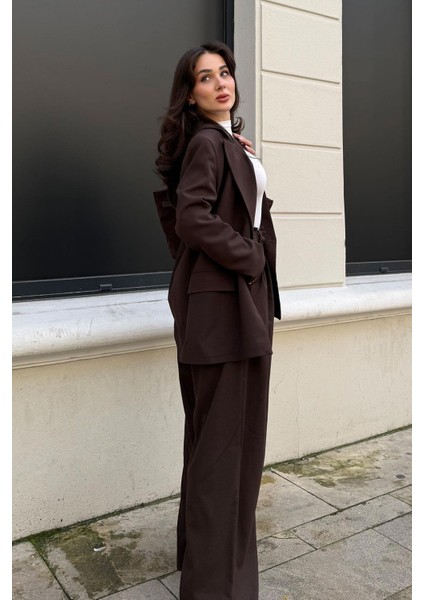 Kadın 2023458577 Kahverengi Düğmeli Blazer Ceket modelleri