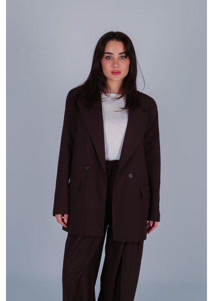 Kadın 2023458577 Kahverengi Düğmeli Blazer Ceket fırsatları