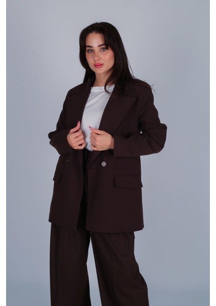 Kadın 2023458577 Kahverengi Düğmeli Blazer Ceket indirimleri