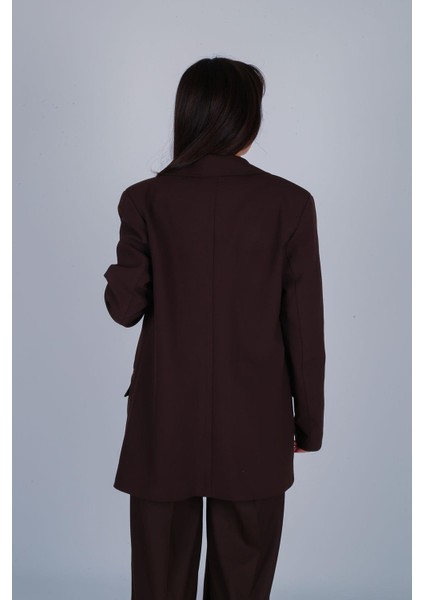 Kadın 2023458577 Kahverengi Düğmeli Blazer Ceket