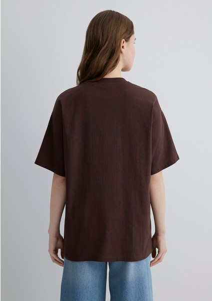 Mavi Logo Baskılı Kahverengi Tişört 1600843-88062 fırsatları