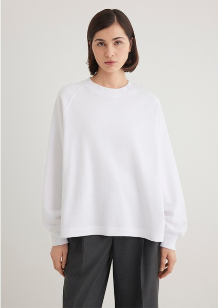 Bisiklet Yaka Beyaz Basic Sweatshirt 1S10161-620 modelleri