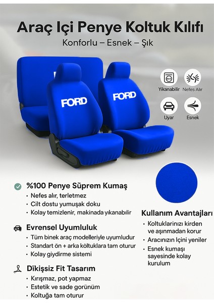 Araciniz Icin Ozel Olarak Tasarlanan Ford Taunus ile Uyumlu Oto Koltuk Kilifi ile Surus Keyfi Artar