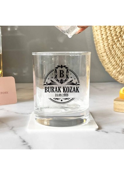 Isme Özel Sanatsal Desen Işlemeli Viski Bardağı