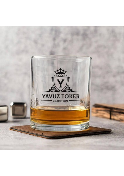 Isme Özel Minimalist Desen Işlemeli Viski Bardağı