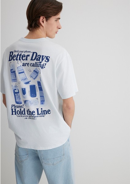 Better Days Baskılı Açık Mavi Tişört 0612462-70793