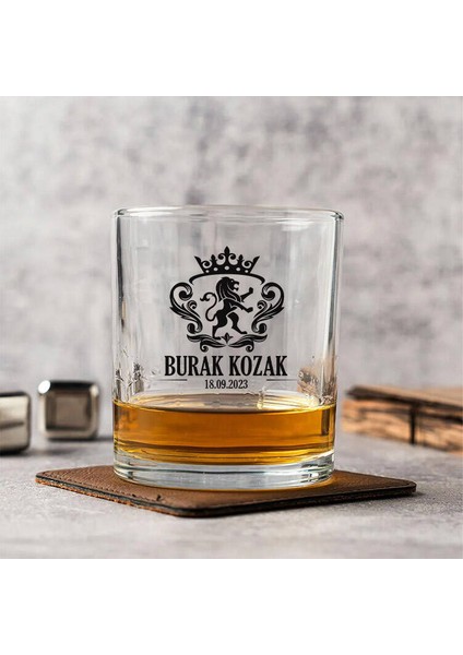 Isme Özel Doğal Taş Desen Işlemeli Viski Bardağı