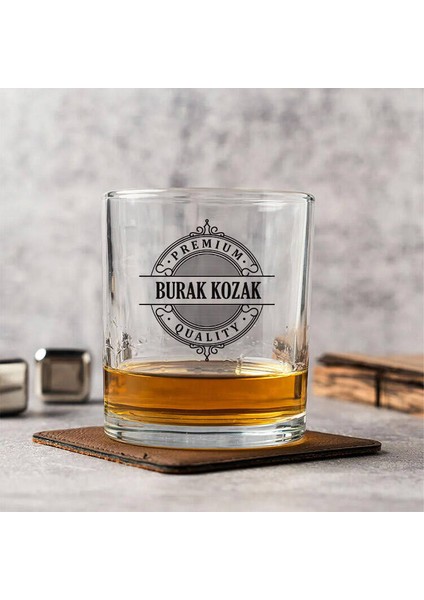 Kişiye Özel Şık Desen Işlemeli Cam Viski Bardağı
