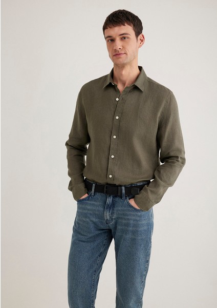 Haki Keten Gömlek 0211466-71546 fiyatları