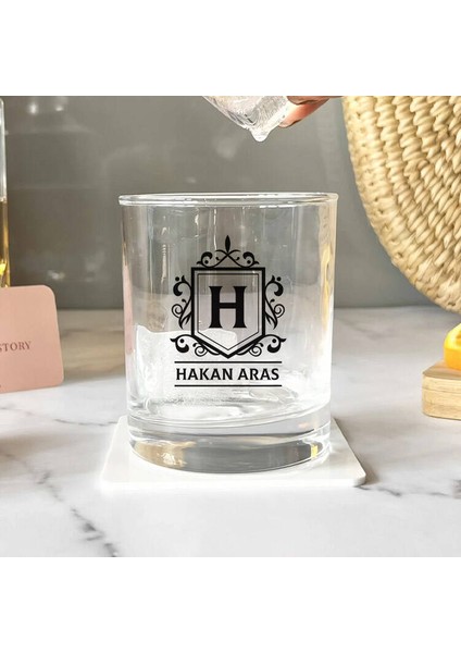 Geleneksel Motifli Kişiye Özel Desen Işlemeli Viski Bardağı