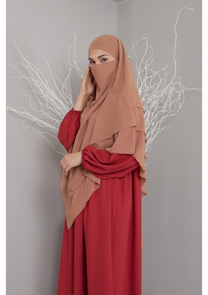3 Katlı Sufle Khimar Hijap Tesettür Hazır Şal
