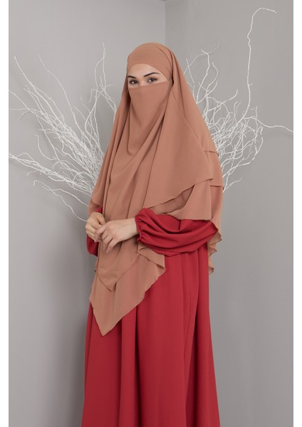 3 Katlı Sufle Khimar Hijap Tesettür Hazır Şal