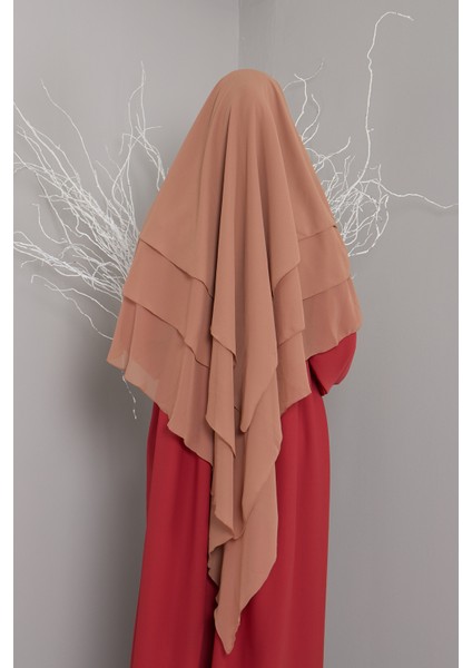 3 Katlı Sufle Khimar Hijap Tesettür Hazır Şal
