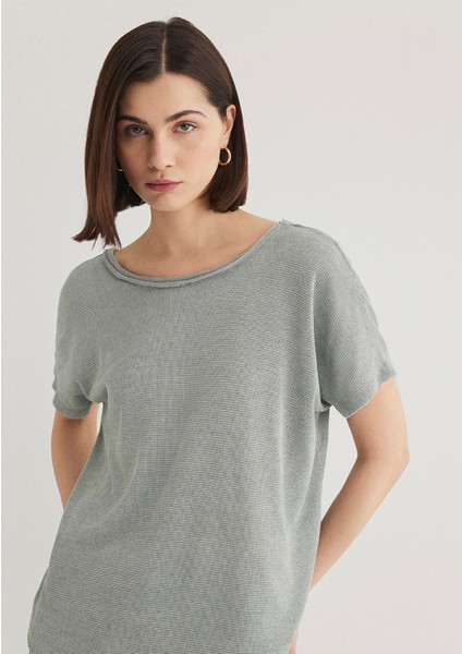 Dokulu Gri Basic Tişört 167311-81325