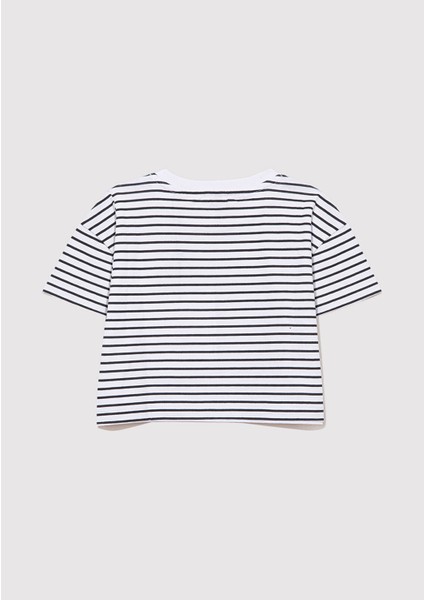 Kedi Baskılı Çizgili Crop Tişört 7610280-85308 modelleri