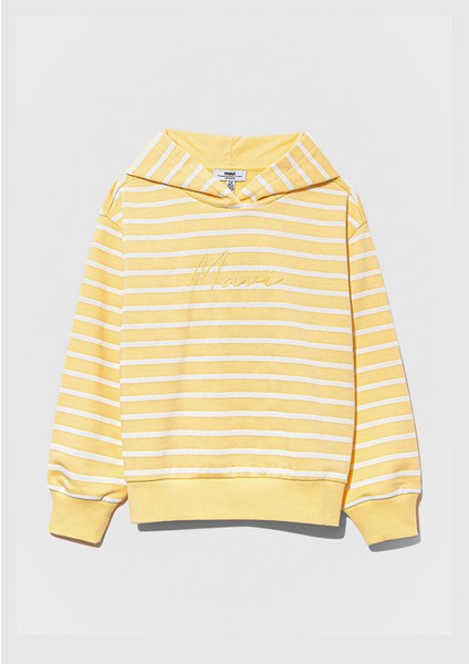 Logo Baskılı Çizgili Sarı Sweatshirt 7S10100-89149