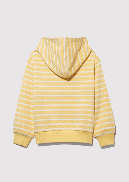 Logo Baskılı Çizgili Sarı Sweatshirt 7S10100-89149