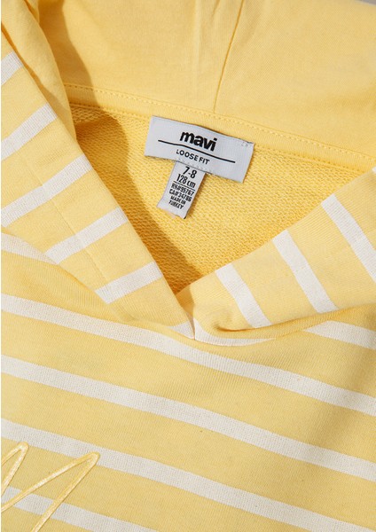 Logo Baskılı Çizgili Sarı Sweatshirt 7S10100-89149
