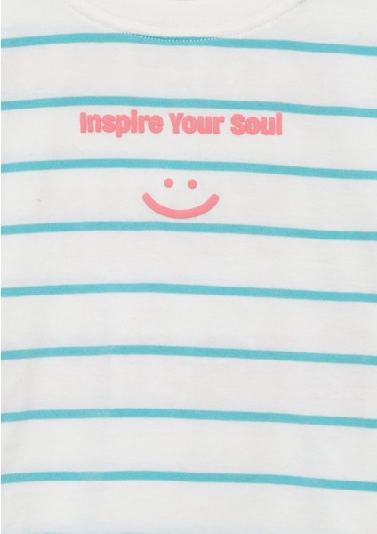 Baskılı Yeşil Çizgili Tişört 7610272-89543 indirimleri