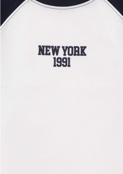 New York Baskılı Ekru Tişört 7610266-70057 fırsatları