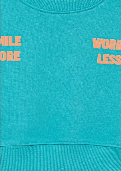 Smile More Baskılı Yeşil Sweatshirt 7S10090-71445