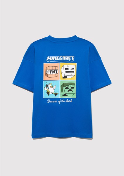 Minecraft Baskılı Mavi Tişört 6610342-82491 fırsatları