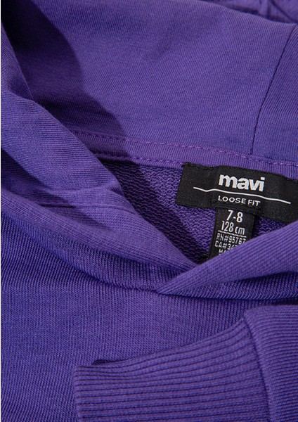 Mavi Logo Baskılı Kapüşonlu Mor Sweatshirt 6S10113-70692 indirimleri