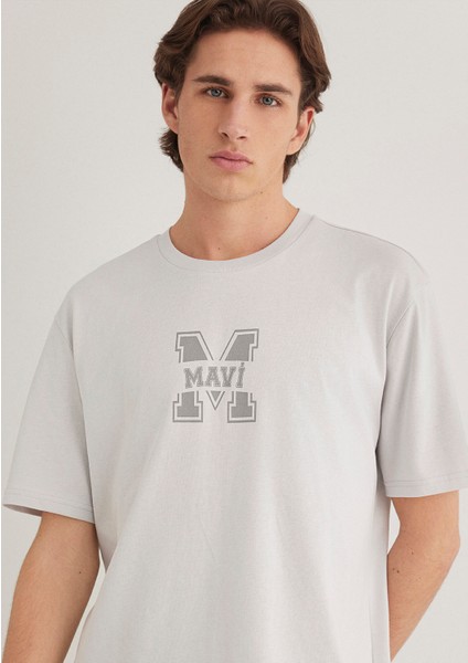 Mavi Logo Baskılı Gri Tişört 0612154-70080