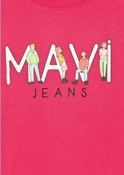 Jeans Baskılı Pembe Tişört 7610286-71111