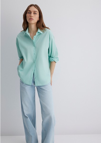 Yeşil Poplin Gömlek 1210103-71449