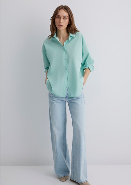 Yeşil Poplin Gömlek 1210103-71449