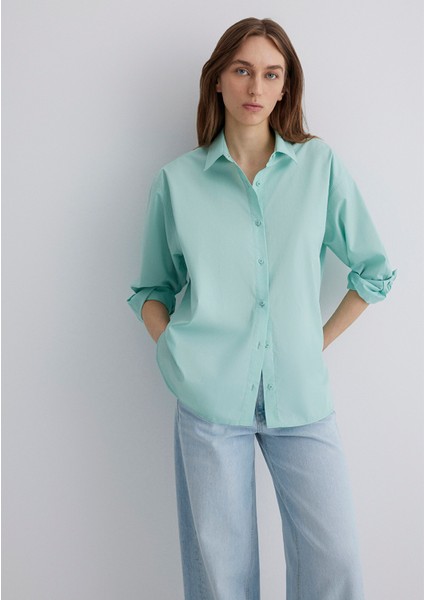 Yeşil Poplin Gömlek 1210103-71449