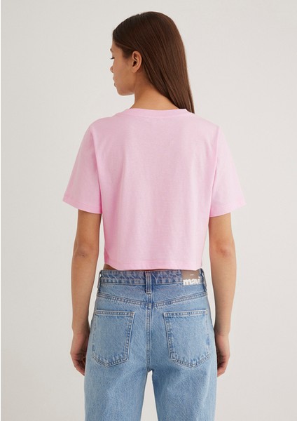 Pembe Crop Basic Tişört 1613072-71117