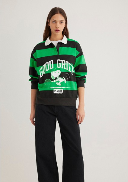Peanuts Baskılı Siyah Sweatshirt 1S10342-89943