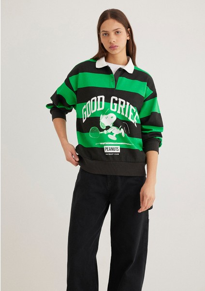 Peanuts Baskılı Siyah Sweatshirt 1S10342-89943