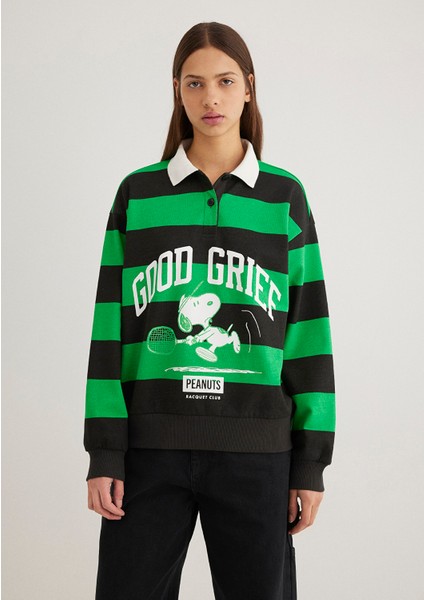 Peanuts Baskılı Siyah Sweatshirt 1S10342-89943