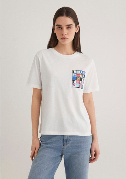 Looney Tunes Baskılı Beyaz Tişört 1613267-70057 modelleri