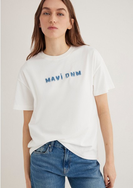 Mavi Baskılı Ekru Tişört 1613146-70057 fiyatları