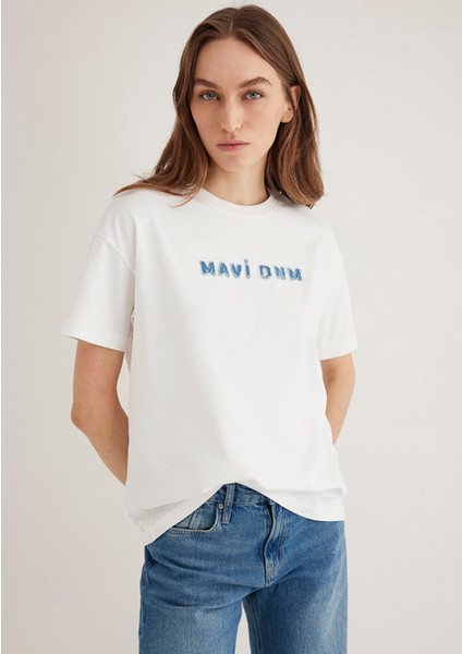 Mavi Baskılı Ekru Tişört 1613146-70057 modelleri