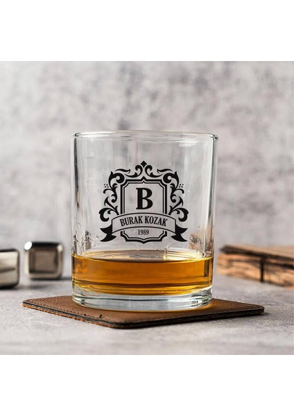 Lüks Işlemeli Kişiye Özel Desen Işlemeli Viski Bardağı