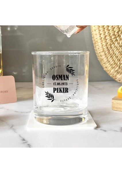 Şık Kutulu Desen Işlemeli Viski Bardağı