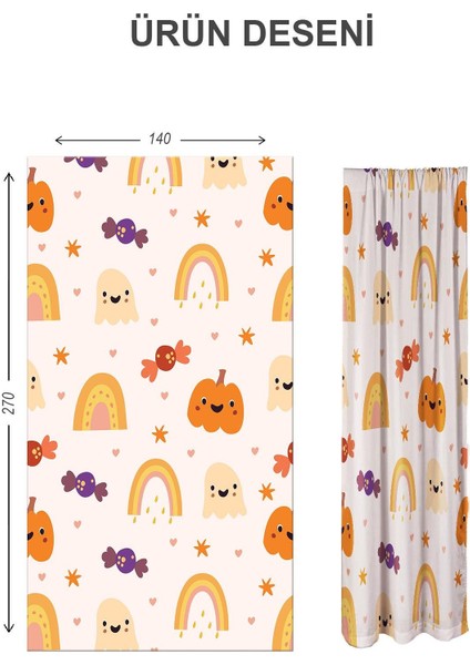 Dijital Baskı Yıkanabilir Dekoratif Modern Desenli 2 Kanat Bebek ve Çocuk Odası Fon Perdesi RB02