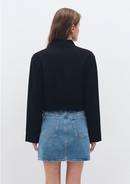 Siyah Crop Ceket 1110745-900
