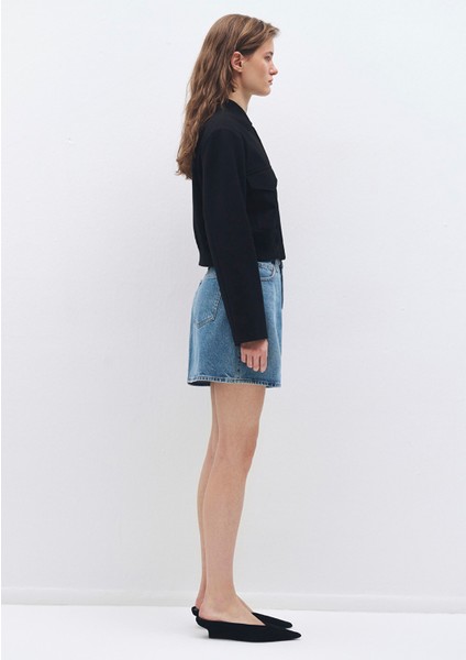 Siyah Crop Ceket 1110745-900