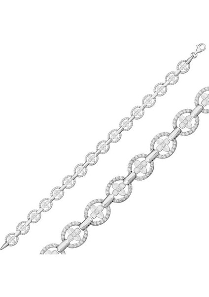 Gümüş Yuvarlak Su Yolu Bayan Bileklik